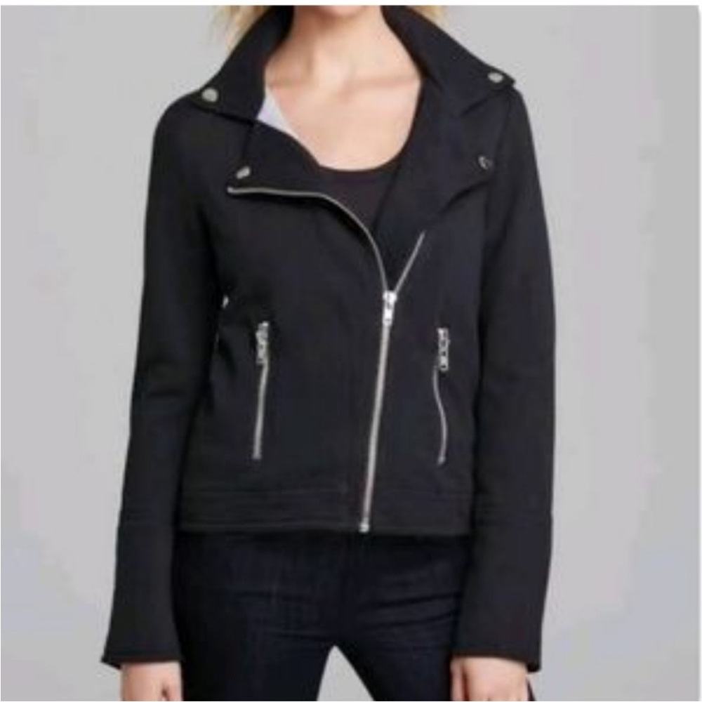 Chaser Black Jersey knit zip up asymmetrical Moto Jacket size small EUC